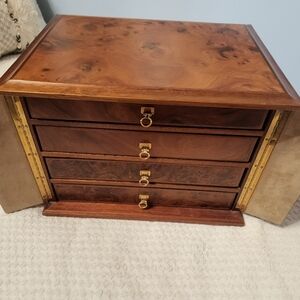 Wooden Jewelry Box with Gold Accents